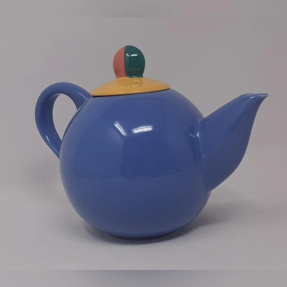 Lindt Stymeist Teapot Kitchen Coffee Colorways Blue Oval Japan Vintage 80s 90s